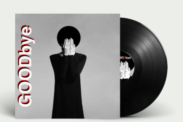 Vinyl album cover for GoodBye by Carlos Simpson, released on July 26, 2023, under CARLOS SIMPSON™ Music Production. The artwork features a monochrome figure in black attire with hands covering the face, framed by bold vertical typography spelling “GOODbye.” The visual evokes themes of identity, loss, and introspection, aligned with the album’s alternative/indie tone.